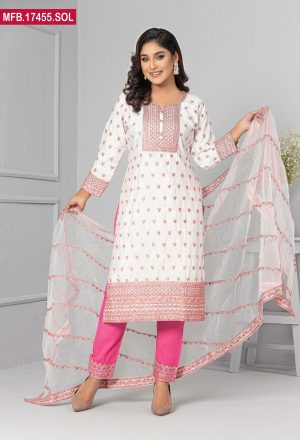 Embroidered Stitched Silk Shalwar Kameez