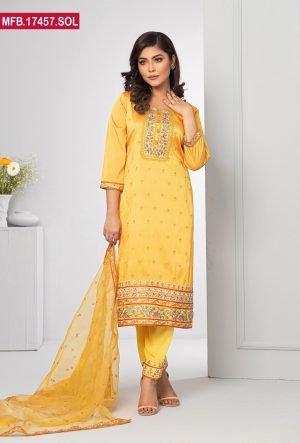 Attractive Design Embroidered Stitched Silk Shalwar Kameez