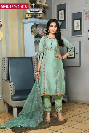 Embroidered Stitched Silk Shalwar Kameez
