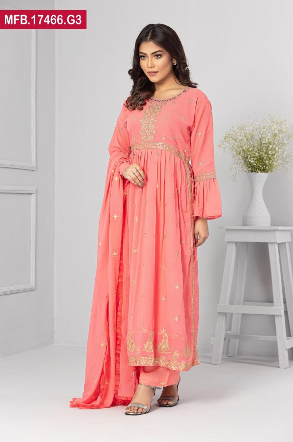 Embroidered Stitched Georgette Shalwar Kameez