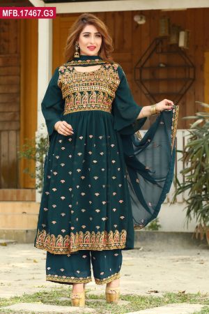 Attractive Design Embroidered Stitched Georgette Shalwar Kameez