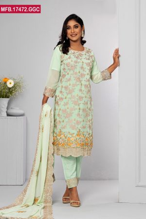 Embroidered Stitched Georgette Shalwar Kameez