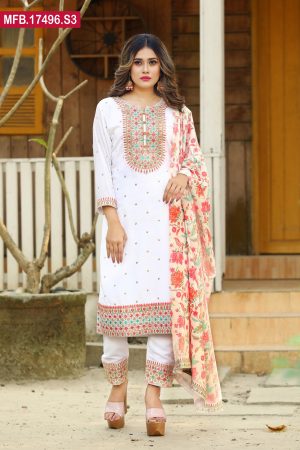 Embroidered Stitched Silk Shalwar Kameez