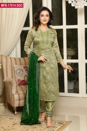 Attractive Design Embroidered Stitched Silk Shalwar Kameez