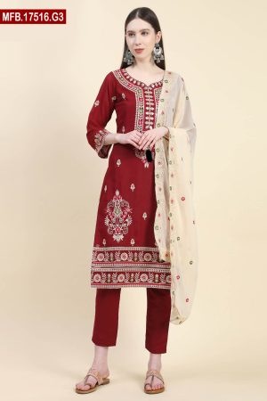 Embroidered Stitched Georgette Shalwar Kameez