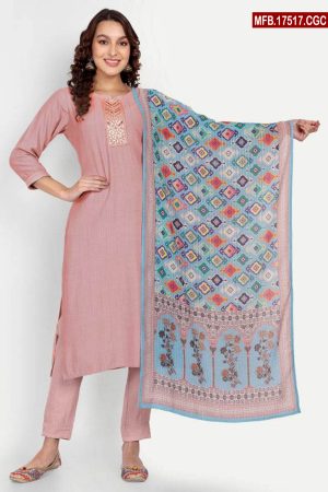 Embroidered Stitched Cotton Shalwar Kameez