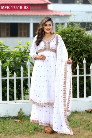 Embroidered Stitched Silk Shalwar Kameez