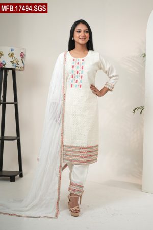 Aesthetic Embroidered Design Silk Shalwar Kameez Set