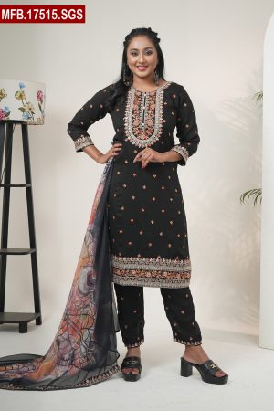 Aesthetic Embroidered Design Stitched Silk Shalwar Kameez