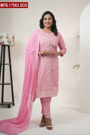 Aesthetic Embroidered Design Silk Shalwar Kameez Set