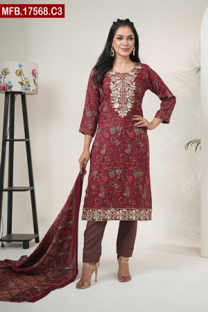 Aesthetic Embroidered Design Stitched Cotton Shalwar Kameez