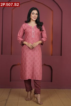 Aesthetic Embroidered Design Silk Two Pieces