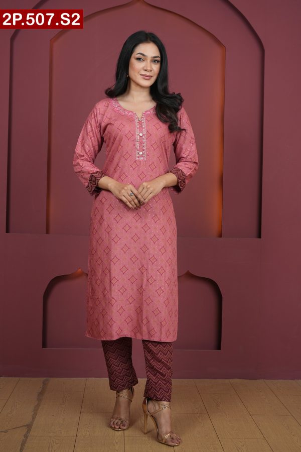 Aesthetic Embroidered Design Silk Two Pieces