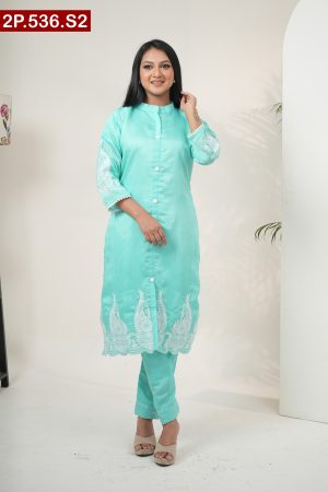 Aesthetic Embroidered Design Silk Two Pieces
