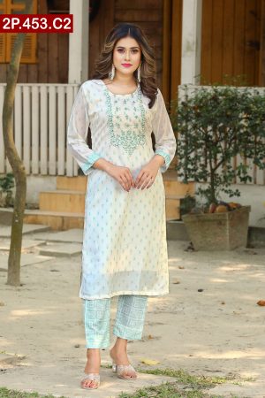 Embroidered Cotton Ladies Two Pieces