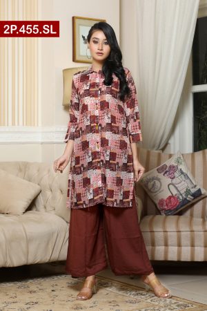 Digital Printed Stone Work Silk Ladies Two Pieces