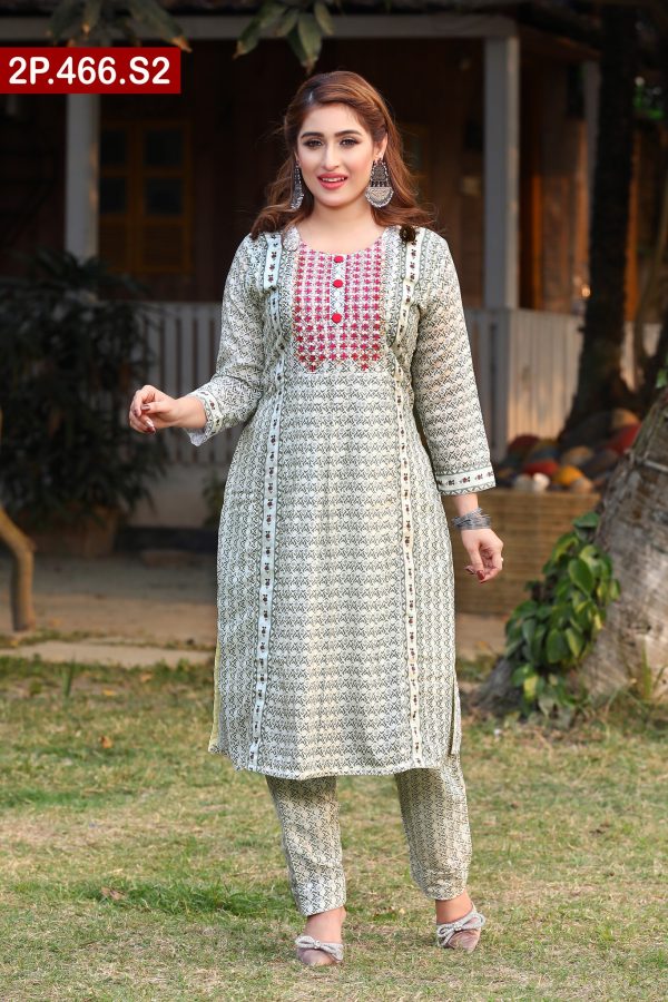 Embroidered Silk Ladies Two Pieces