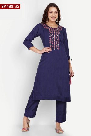Embroidered Silk Ladies Two Piece