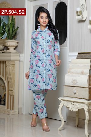 Digital Printed Stone Work Silk Ladies Two Pieces