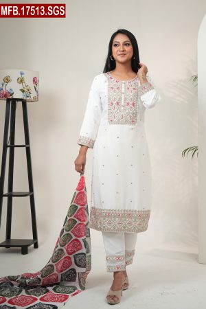 Aesthetic Embroidered Design Silk Shalwar Kameez Set