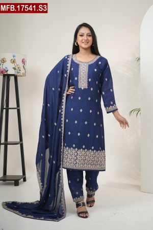 Aesthetic Embroidered Design Silk Shalwar Kameez Set