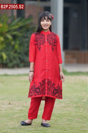 Aesthetic Embroidered Design Baby Silk Two Piece