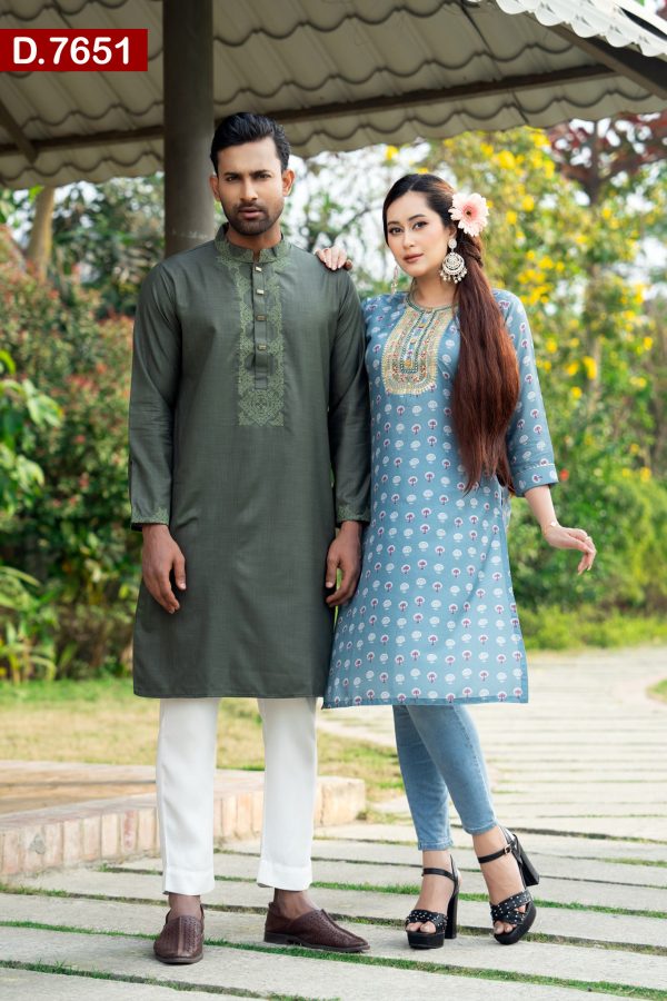 Aesthetic Design Embroidered Silk Single Kameez And Cotton Panjabi