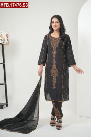 Aesthetic Embroidered Design Silk Shalwar Kameez Set