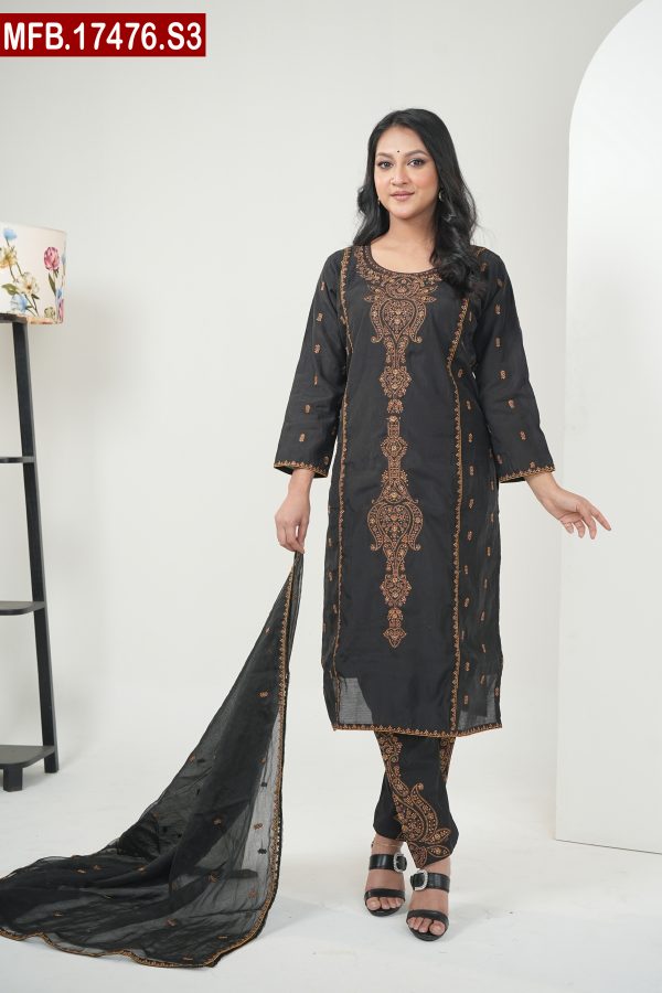 Aesthetic Embroidered Design Silk Shalwar Kameez Set