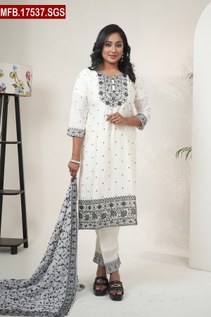 Aesthetic Embroidered Design Silk Shalwar Kameez Set