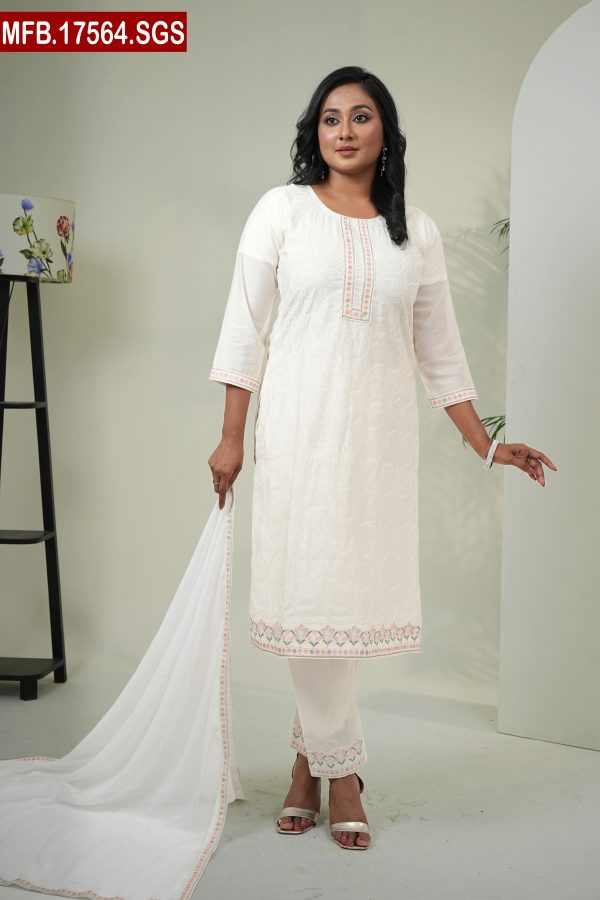 Aesthetic Embroidered Design Silk Shalwar Kameez Set