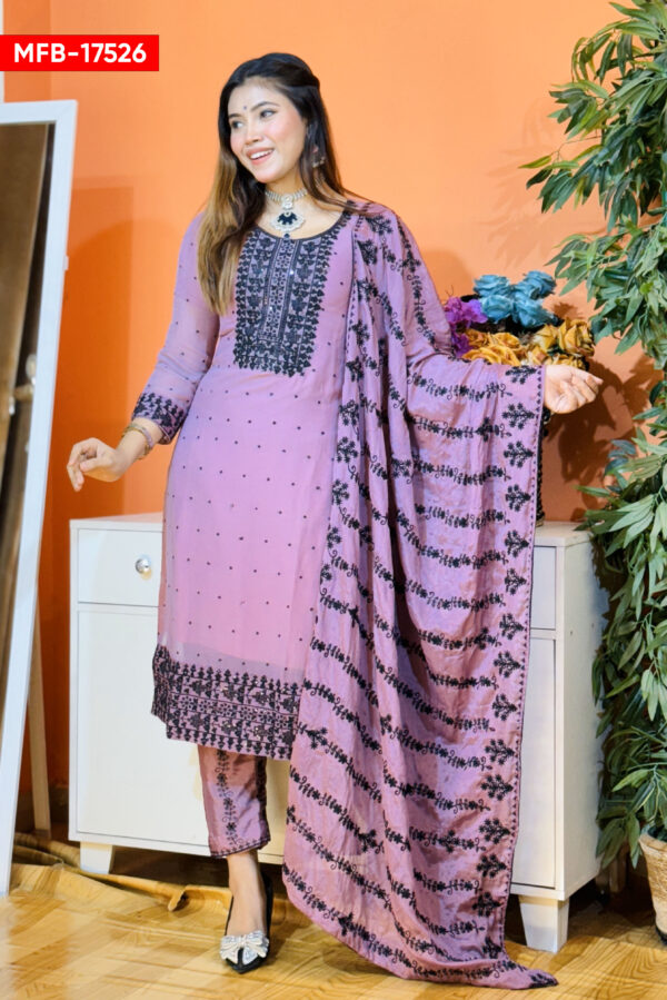 Mauve Purple Embroidered Soft Silk Salwar Kameez