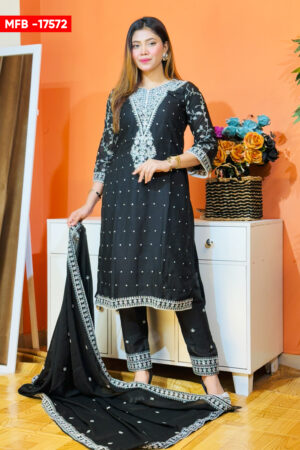 Black & White Embroidered Salwar Kameez