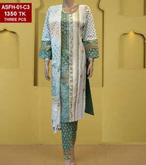 Embroidered With screen printed Cotton Shalwer Kameez