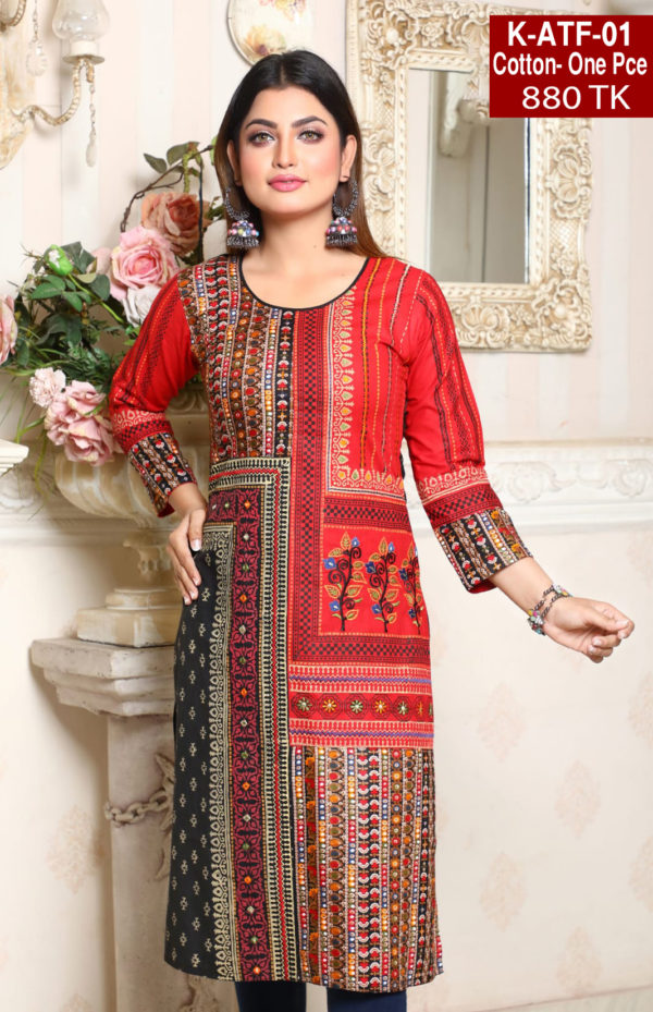 Embroidered With screen printed Cotton one piece