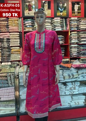 Magenta Color Embroidered with sequence Cotton one piece