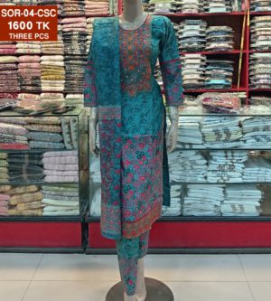 Embroidered With screen printed Cotton Shalwer Kameez