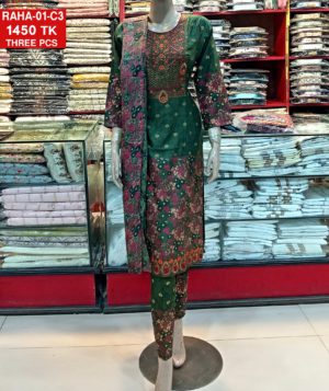 Embroidered With screen printed Cotton Shalwer Kameez