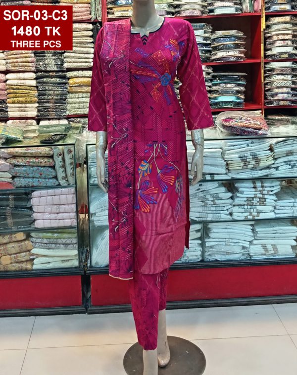 Embroidered With screen printed Cotton Shalwer Kameez