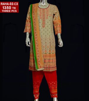 Embroidered With screen printed Cotton Shalwer Kameez