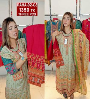 Embroidered With screen printed Cotton Shalwer Kameez