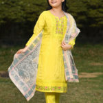 Imported Tissu Silk Embroidered Baby Shalwar Kameez Set