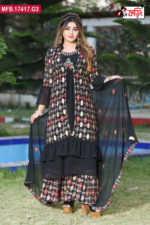 Women’s Luxury Embroidered Imported Georgette Black Party Shalwar Kameez  – Foring Premium Collection