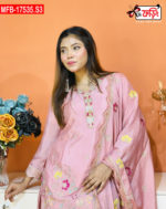 Artistic Embroidered Design Luxury Women’s Imported Silk Fabric Stitched Shalwar Kameez Set - Image 2