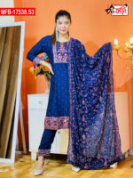Artistic Embroidered Design Luxury Women’s Imported Silk Fabric Stitched Shalwar Kameez Set