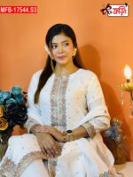 Artistic Embroidered Design Luxury Women’s Imported Silk Fabric Stitched Shalwar Kameez Set - Image 2