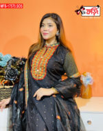 Artistic Embroidered Design Luxury Women’s Imported Silk Fabric Stitched Shalwar Kameez Set - Image 2