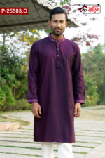 Luxury Women Imported Fabric Embroidered Silk Shalwar kameez Set And Stylish Men Embroidered Imported Cotton Panjabi for Couples - Image 2