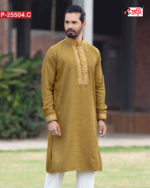 Elegant Men’s Artistic Embroidered Design Imported Cotton Men’s Panjabi