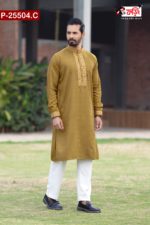 Luxury Silk Saree And Imported Fabric Embroidered Cotton Panjabi for Couples - Image 2